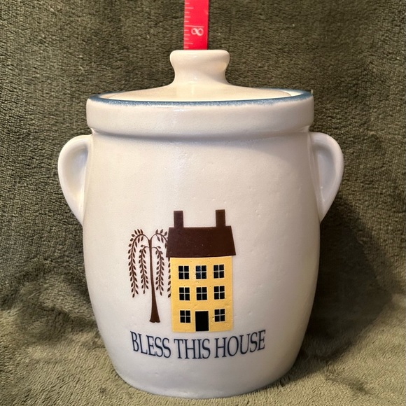 WILLOW BRANCH BLESS THIS HOUSE COOKIE JAR W/ LID - Picture 3 of 8